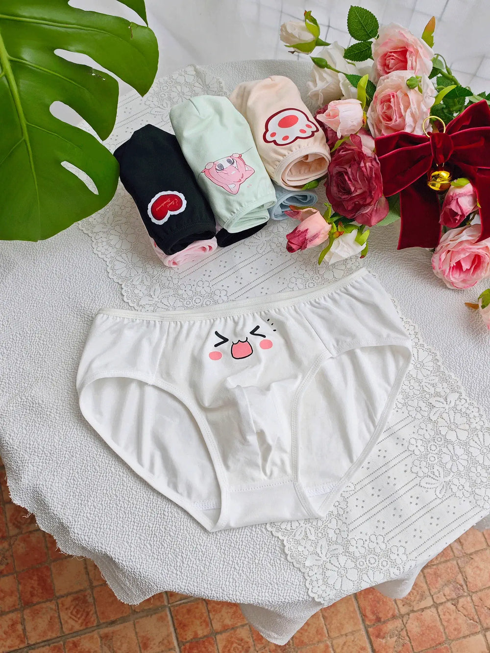 Cute cotton cartoon print femboy panties with comfortable front pouch